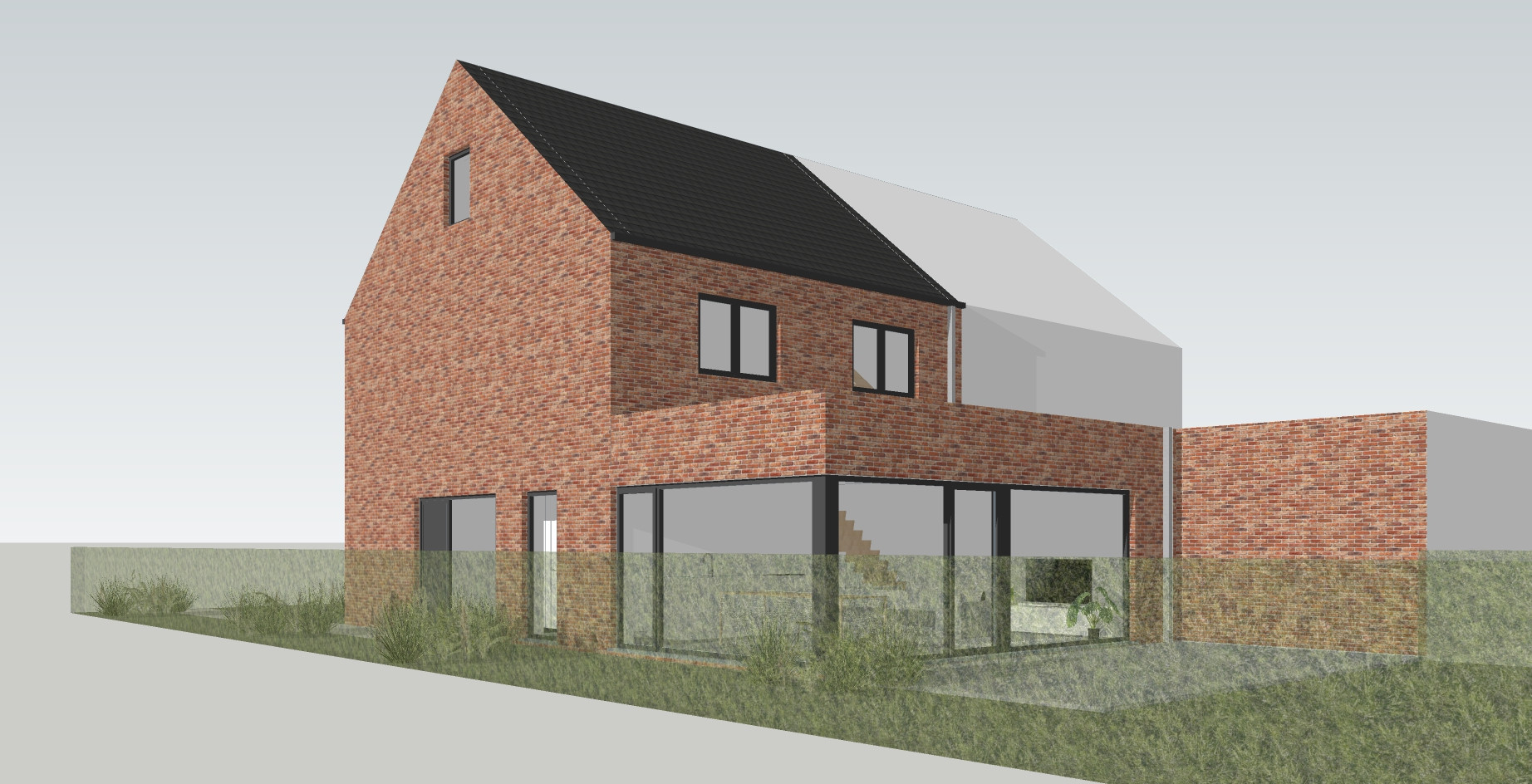 CLER 3D zij-achtergevel B