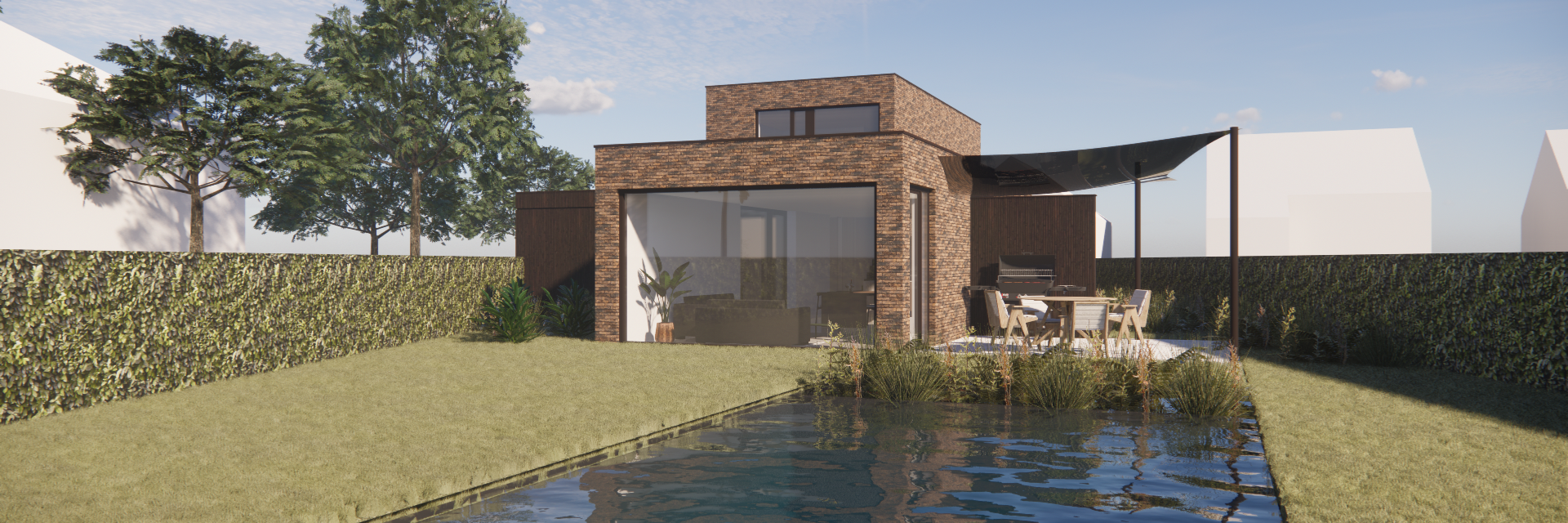 Beeld vanuit de tuin