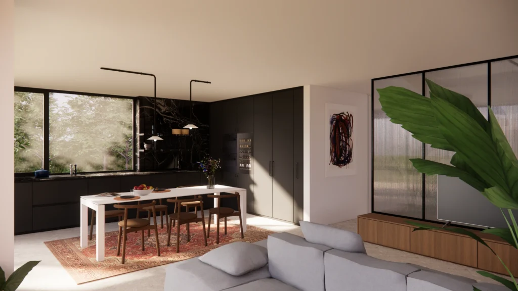 Keuken met donkere fronten &mdash; woning Devos-Herbots, Westerlo