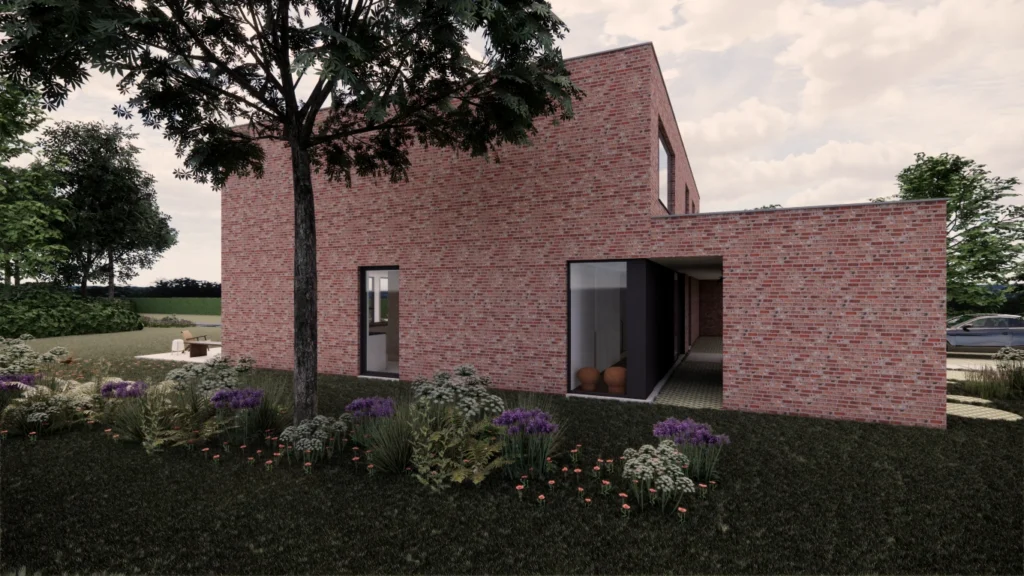 3D visualisatie linkergevel woning &mdash; woning Moons-Struyf, Nijlen