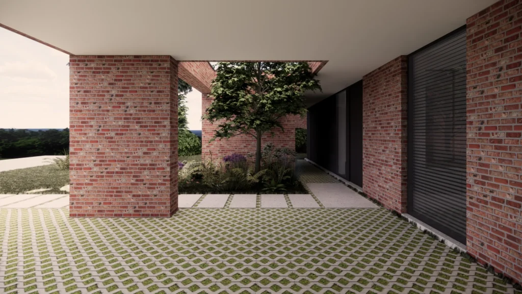 3D visualisatie inkom/entree woning &mdash; woning Moons-Struyf, Nijlen
