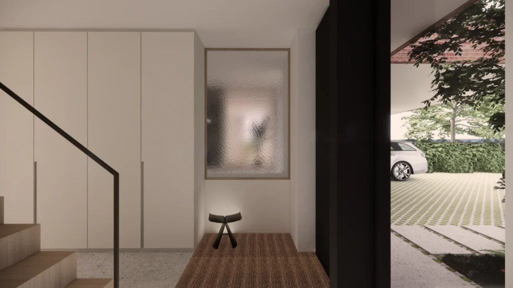 3D visualisatie inkomhal woning &mdash; woning Moons-Struyf, Nijlen