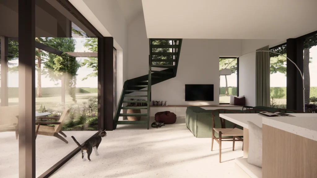 3D-render leefruimte &mdash; woning Verbeeck-Broes, Keerbergen