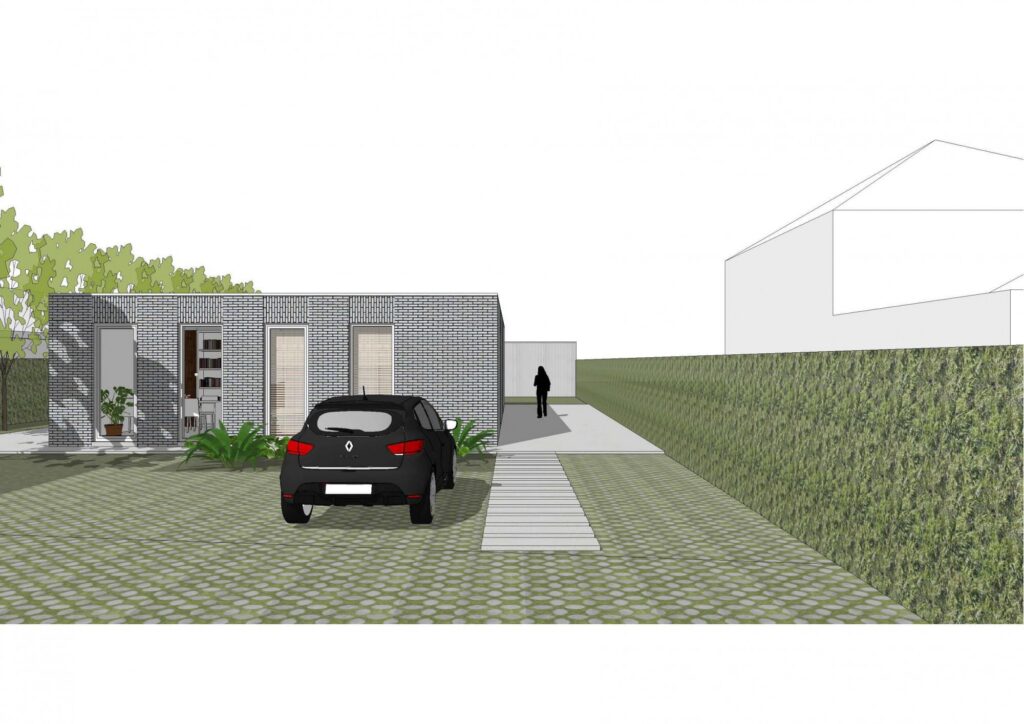 3D visualisatie exterieur achtergevel &mdash; woning Slaets, Rumst