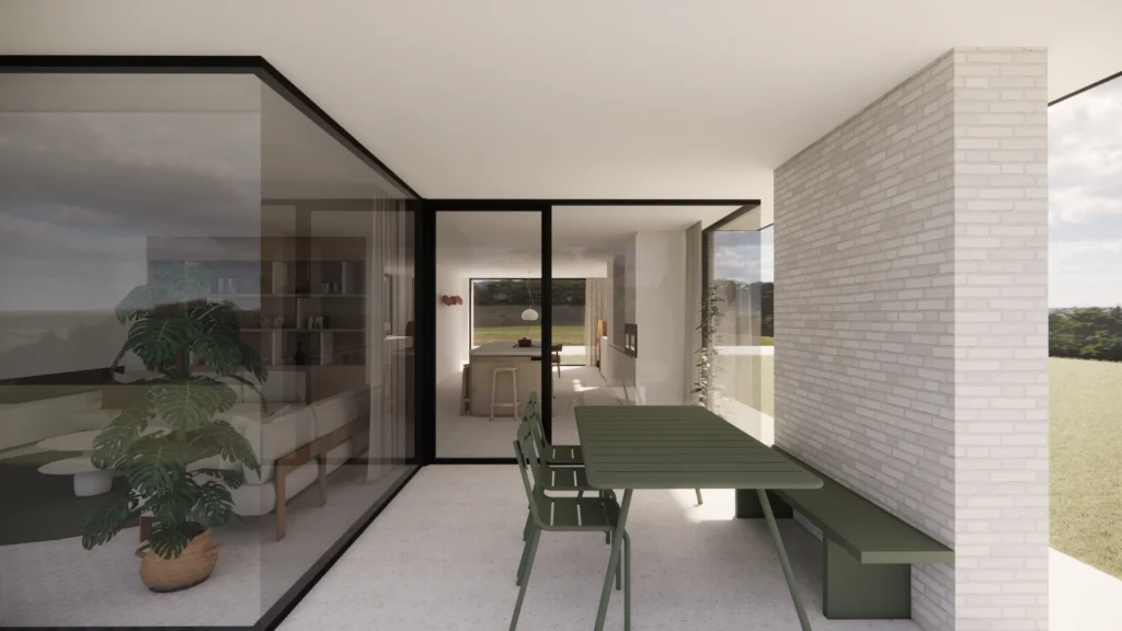 3D visualisatie terras &mdash; woning Neefs-Poppe, Vlezenbeek