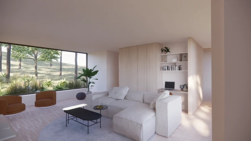 Leefruimte 3D-visualisatie &mdash; woning Depoorter, Rotselaar