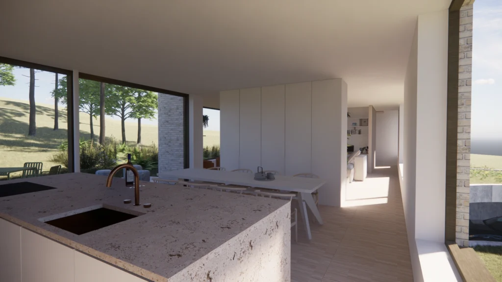 Keuken 3D-visualisatie &mdash; woning Depoorter, Rotselaar